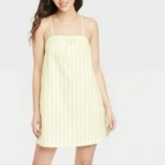 ❤️10/$40 New Yellow Shift Striped Sundress - Picture 1 of 4